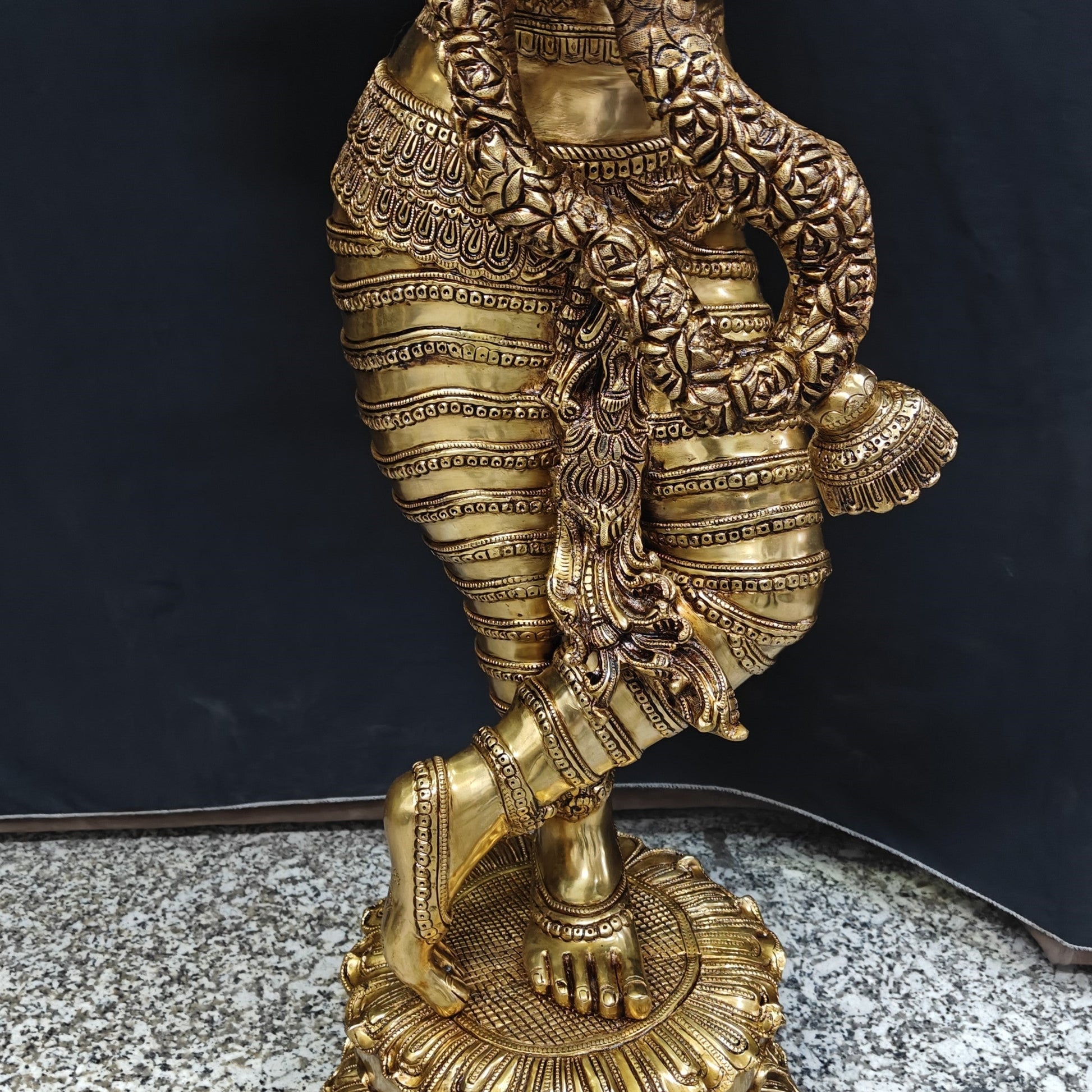 Brass Finely Crafted Standing Krishna Idol Sculpture 4 Feet - Image 11