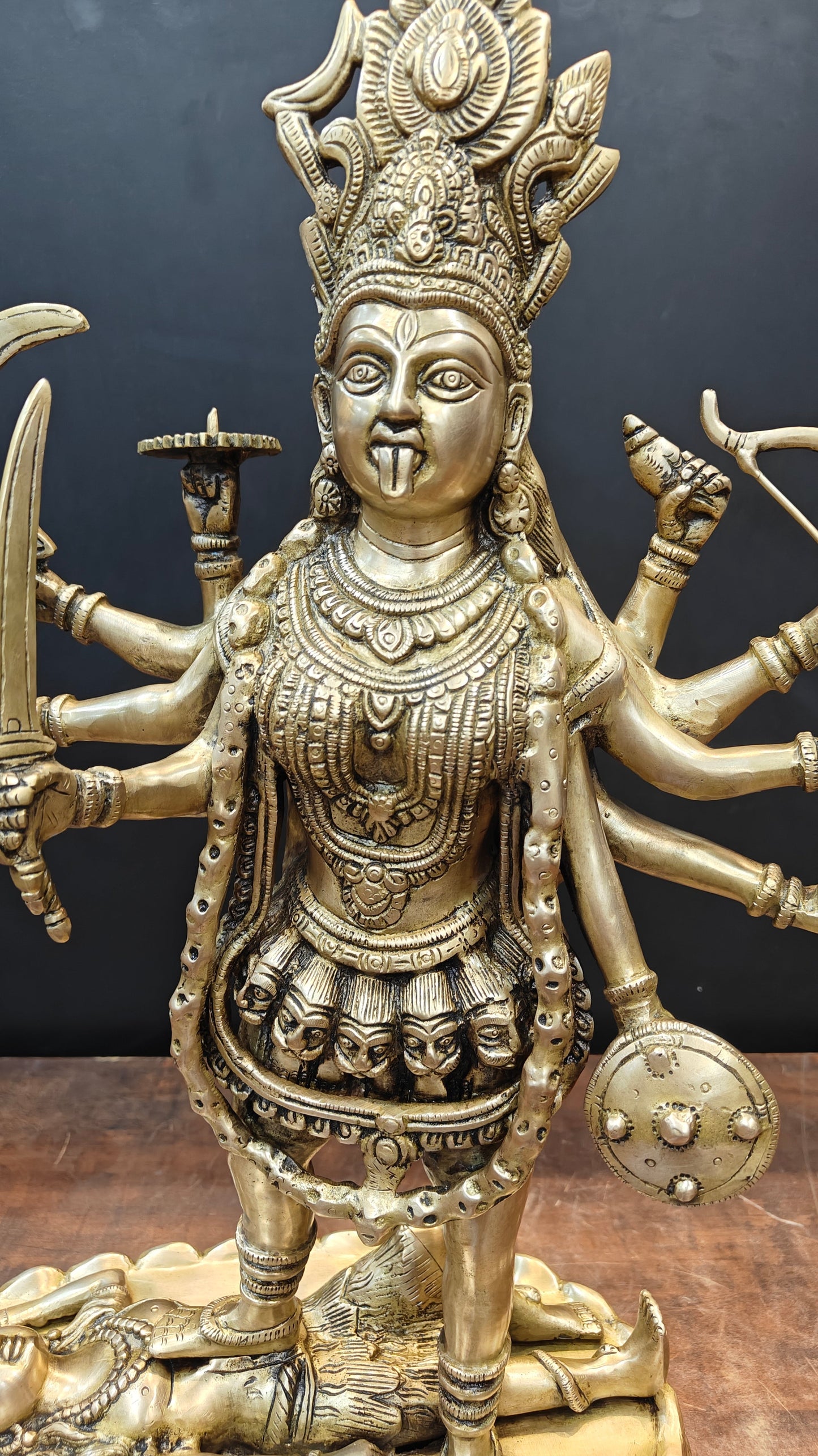 Brass Large Goddess Kali Mata Idol Antique Finish 27 Inches