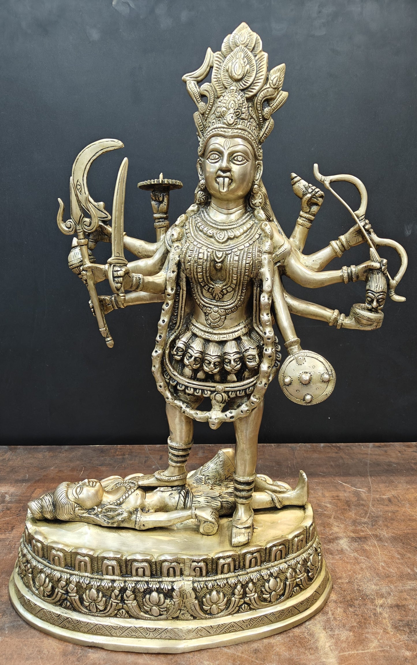 Brass Large Goddess Kali Mata Idol Antique Finish 27 Inches