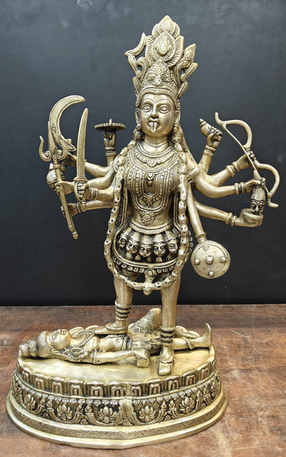 Brass Large Goddess Kali Mata Idol Antique Finish 27 Inches by vendor-unknown - Hindu Gods (View 3)