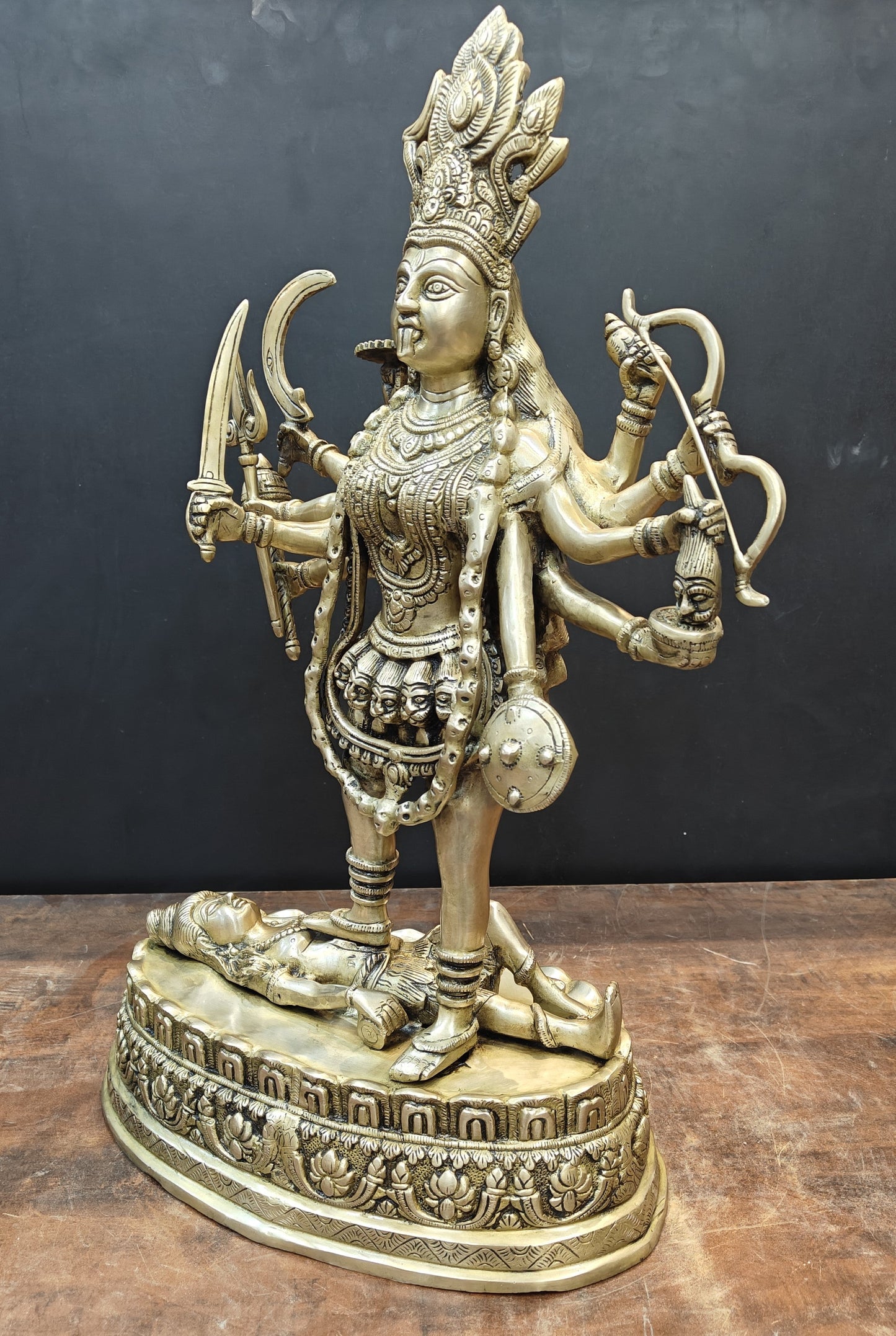 Brass Large Goddess Kali Mata Idol Antique Finish 27 Inches