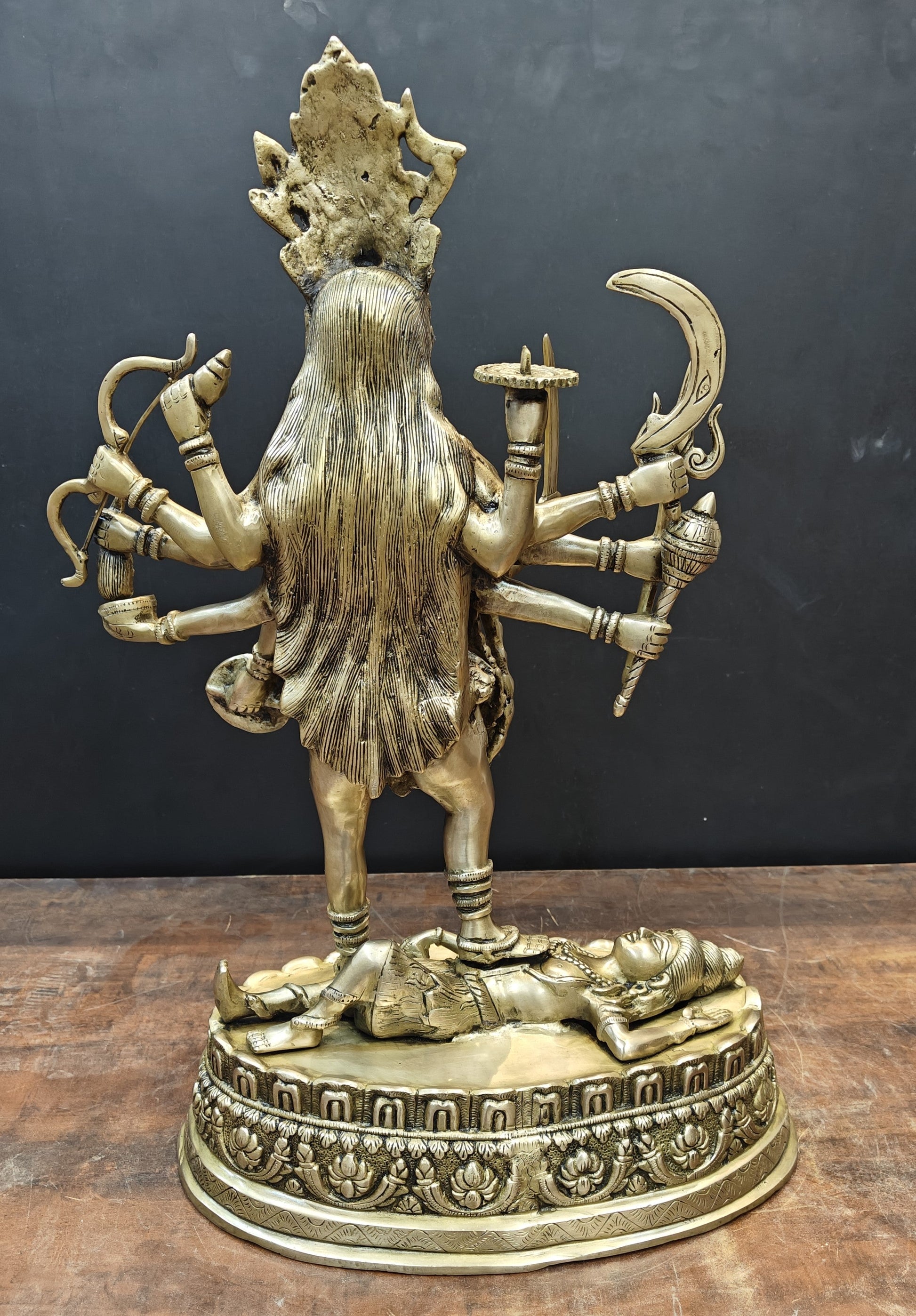 Brass Large Goddess Kali Mata Idol Antique Finish 27 Inches - Image 9