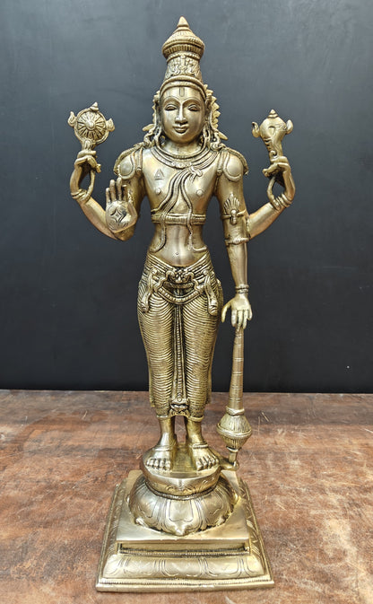 Brass Standing Vishnu Statue Antique Finish 20 Inches by vendor-unknown - Hindu Gods (View 3)