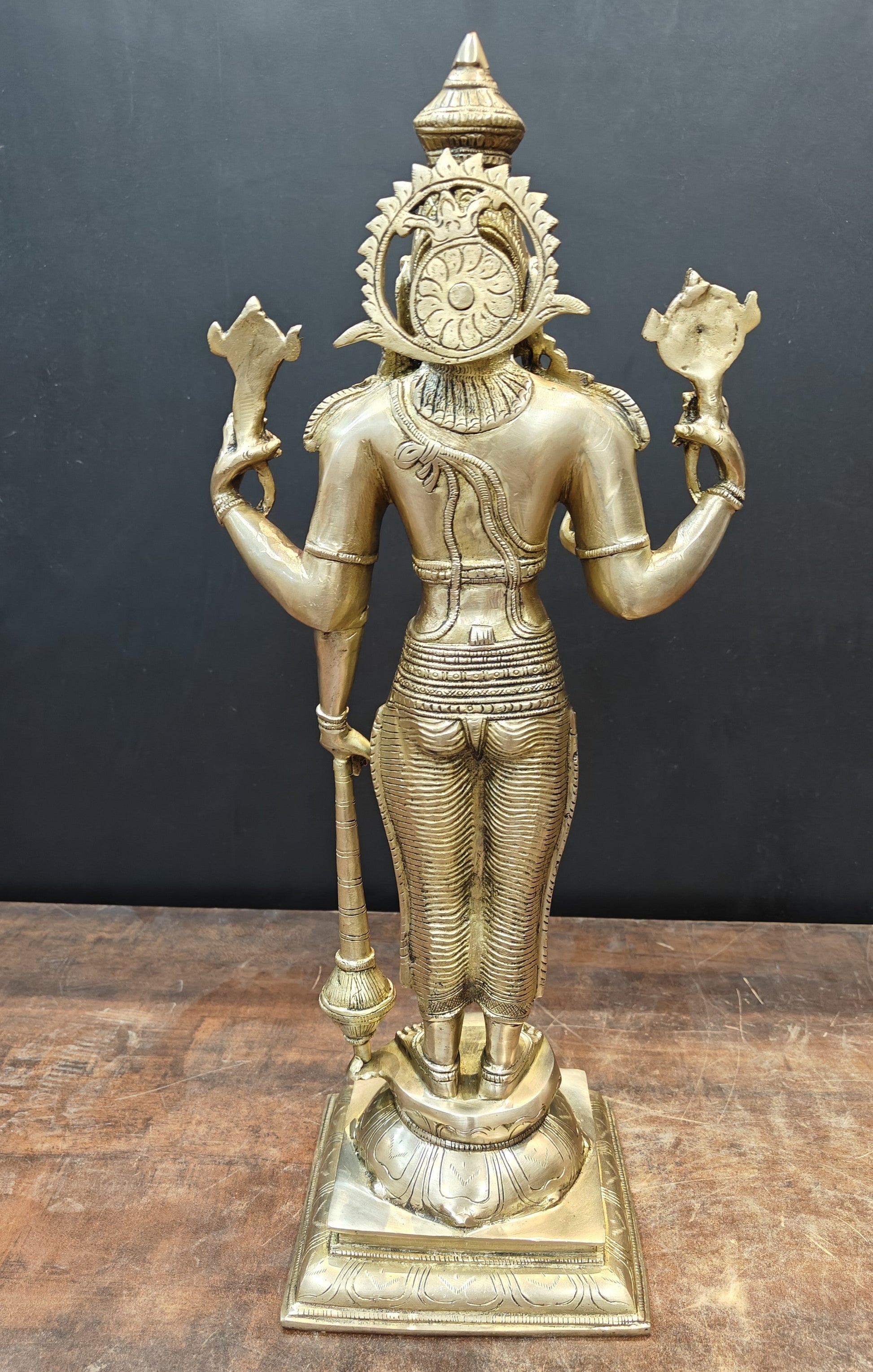 Brass Standing Vishnu Statue Antique Finish 20 Inches - Image 7