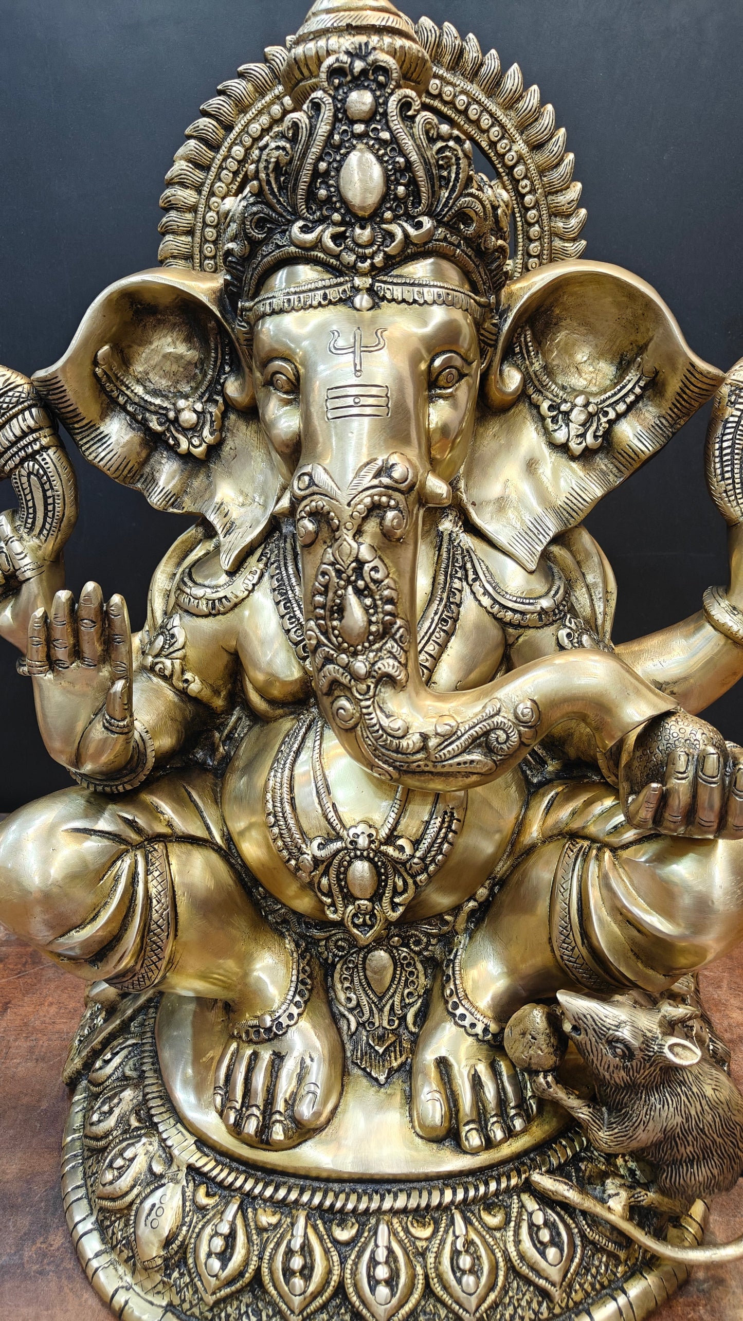 Brass Ganesha Statue Antique Finish For Home Decor 2 Feet