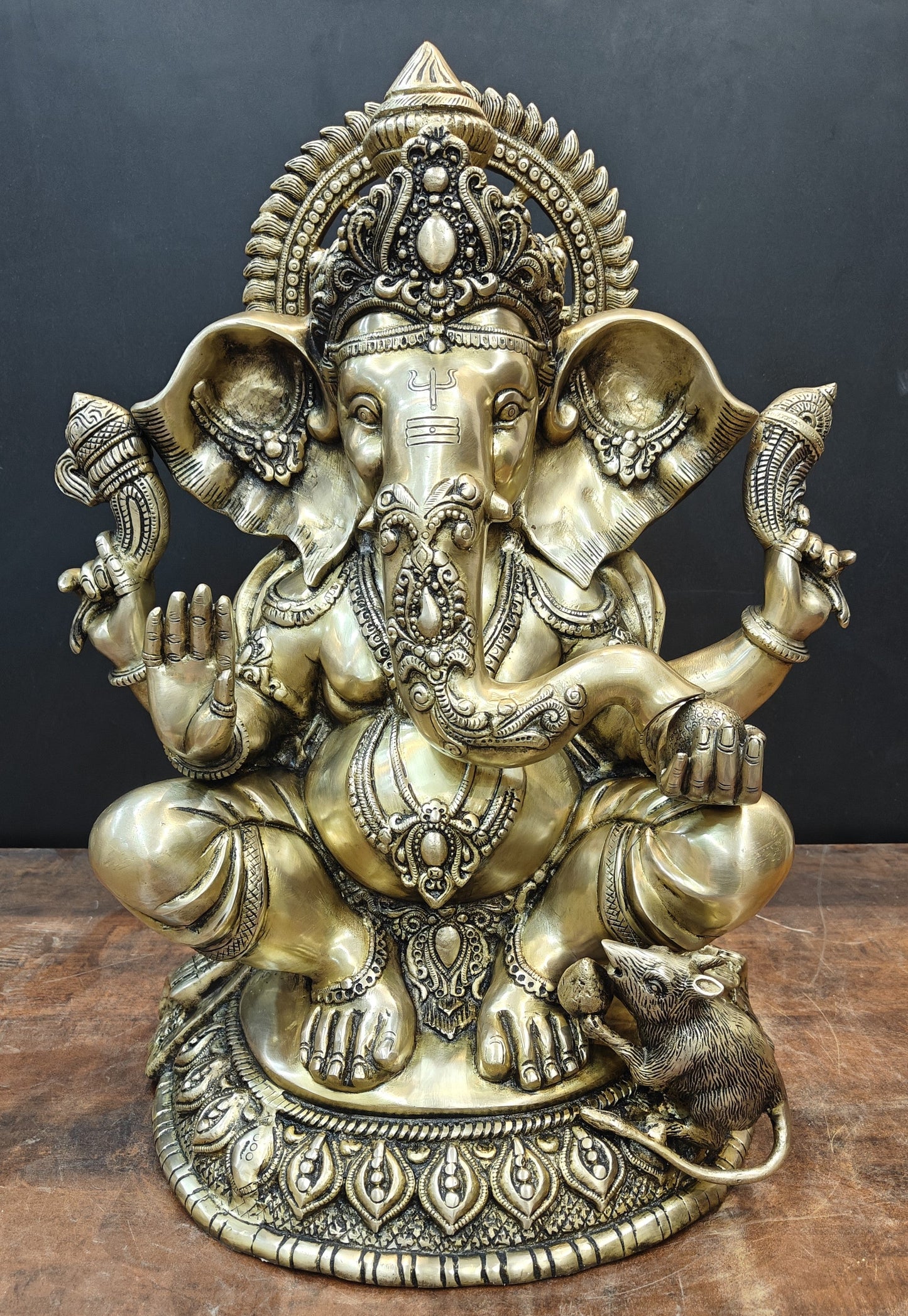 Brass Ganesha Statue Antique Finish For Home Decor 2 Feet
