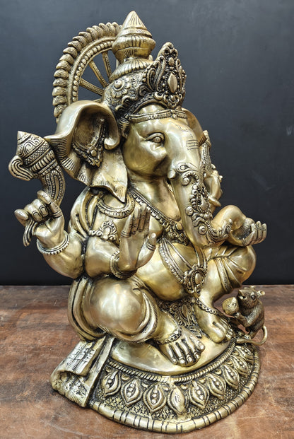 Brass Ganesha Statue Antique Finish For Home Decor 2 Feet by vendor-unknown - Hindu Gods (View 4)