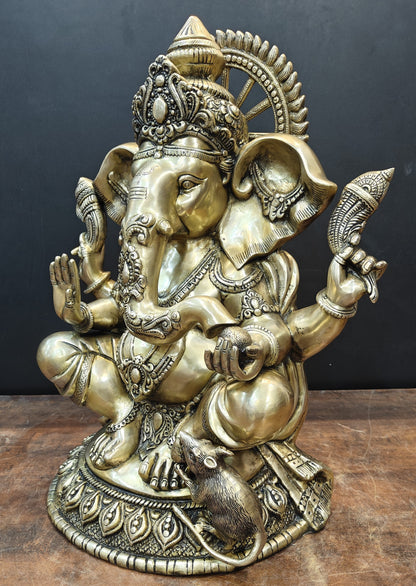 Brass Ganesha Statue Antique Finish For Home Decor 2 Feet by vendor-unknown - Hindu Gods (View 5)