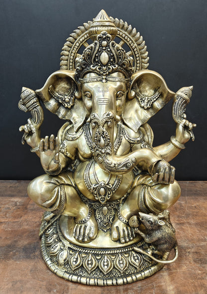 Brass Ganesha Statue Antique Finish For Home Decor 2 Feet by vendor-unknown - Hindu Gods (View 6)