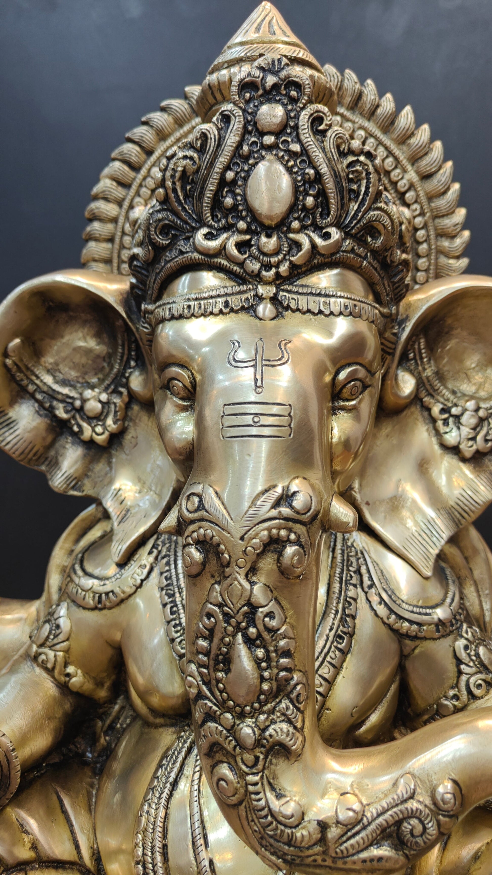 Brass Ganesha Statue Antique Finish For Home Decor 2 Feet - Image 8