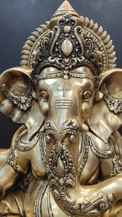 Brass Ganesha Statue Antique Finish For Home Decor 2 Feet by vendor-unknown - Hindu Gods (View 8)