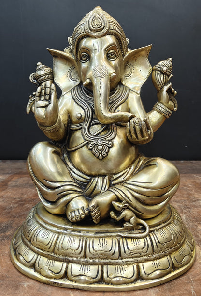 Brass Superfine Ganesha Idol Antique Finish For Home Decor 15 Inch by vendor-unknown - Hindu Gods (View 7)