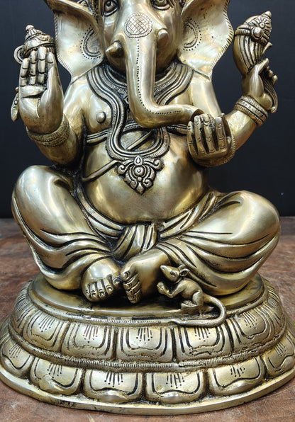 Brass Superfine Ganesha Idol Antique Finish For Home Decor 15 Inch by vendor-unknown - Hindu Gods (View 8)