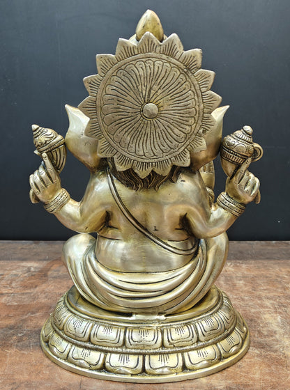 Brass Superfine Ganesha Idol Antique Finish For Home Decor 15 Inch by vendor-unknown - Hindu Gods (View 9)