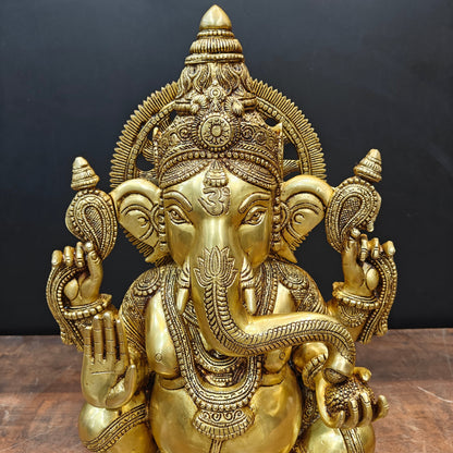 Brass Superfine Ganesha Statue Golden Finish 20 Inch by vendor-unknown - Hindu Gods (View 2)