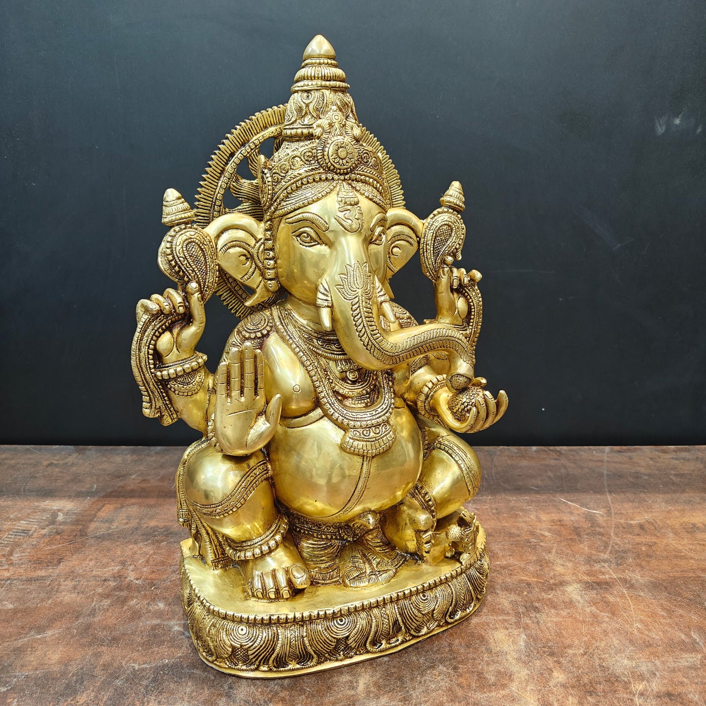 Brass Superfine Ganesha Statue Golden Finish 20 Inch