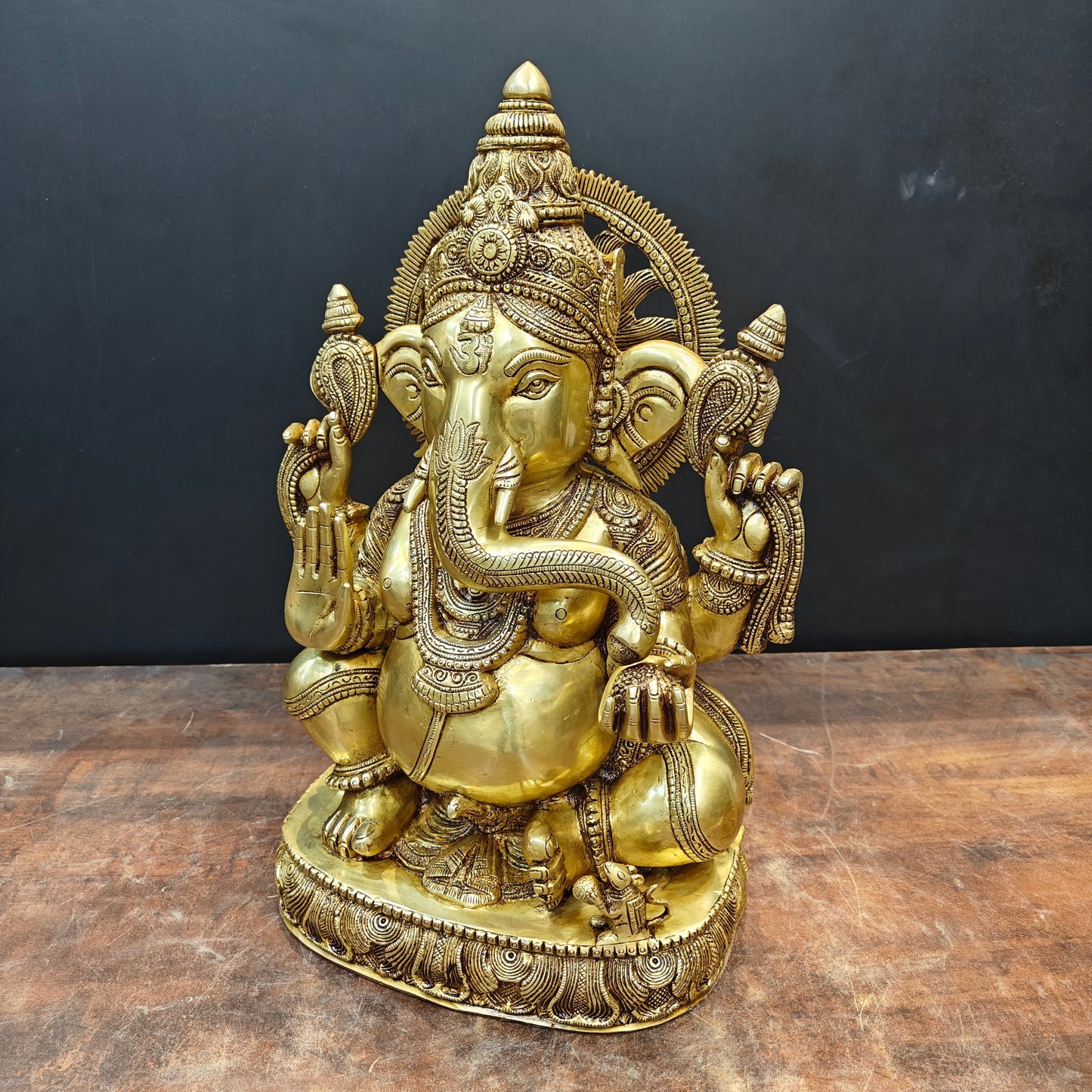 Brass Superfine Ganesha Statue Golden Finish 20 Inch