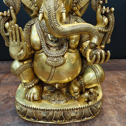 Brass Superfine Ganesha Statue Golden Finish 20 Inch by vendor-unknown - Hindu Gods (View 5)
