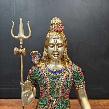 Brass Large Shankar Bhagwan Bhole Nath Idol Stone Work 2 Feet by vendor-unknown - Hindu Gods (View 2)