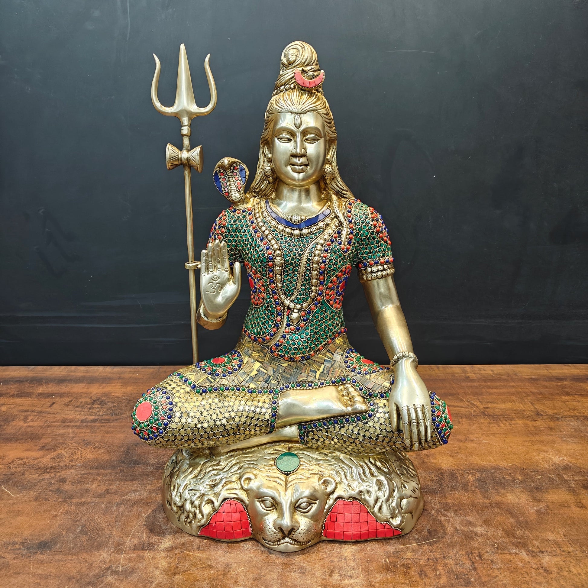 Brass Large Shankar Bhagwan Bhole Nath Idol Stone Work 2 Feet - Image 3