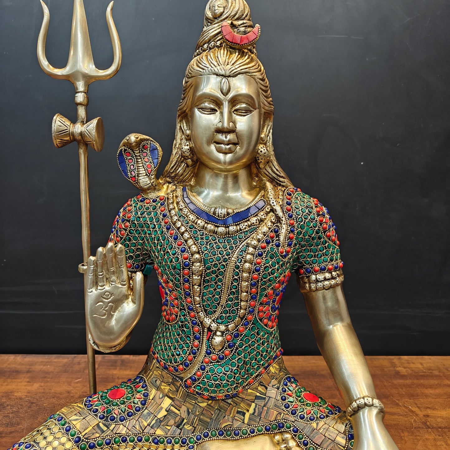 Brass Large Shankar Bhagwan Bhole Nath Idol Stone Work 2 Feet