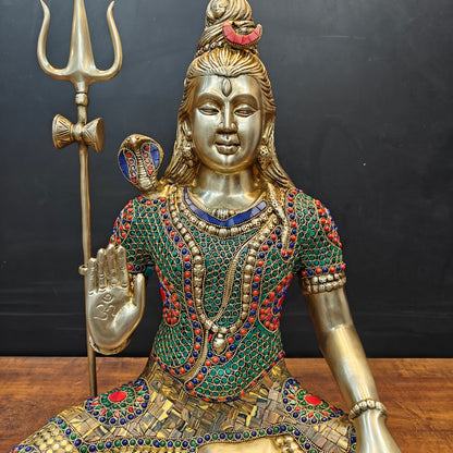 Brass Large Shankar Bhagwan Bhole Nath Idol Stone Work 2 Feet by vendor-unknown - Hindu Gods (View 4)