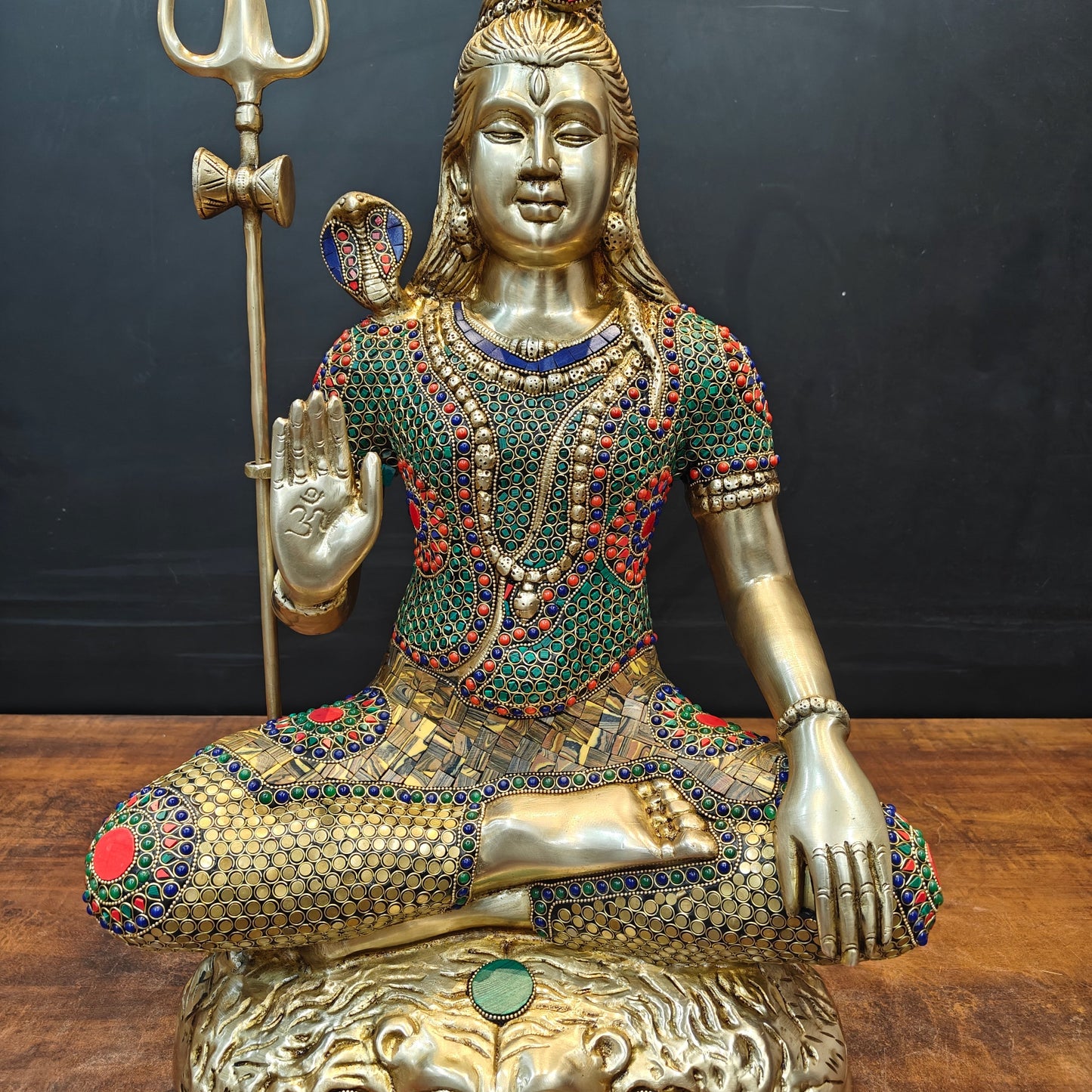Brass Large Shankar Bhagwan Bhole Nath Idol Stone Work 2 Feet
