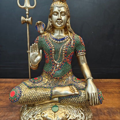 Brass Large Shankar Bhagwan Bhole Nath Idol Stone Work 2 Feet by vendor-unknown - Hindu Gods (View 6)