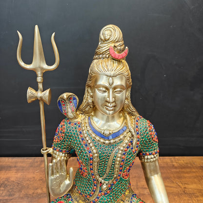 Brass Large Shankar Bhagwan Bhole Nath Idol Stone Work 2 Feet by vendor-unknown - Hindu Gods (View 7)