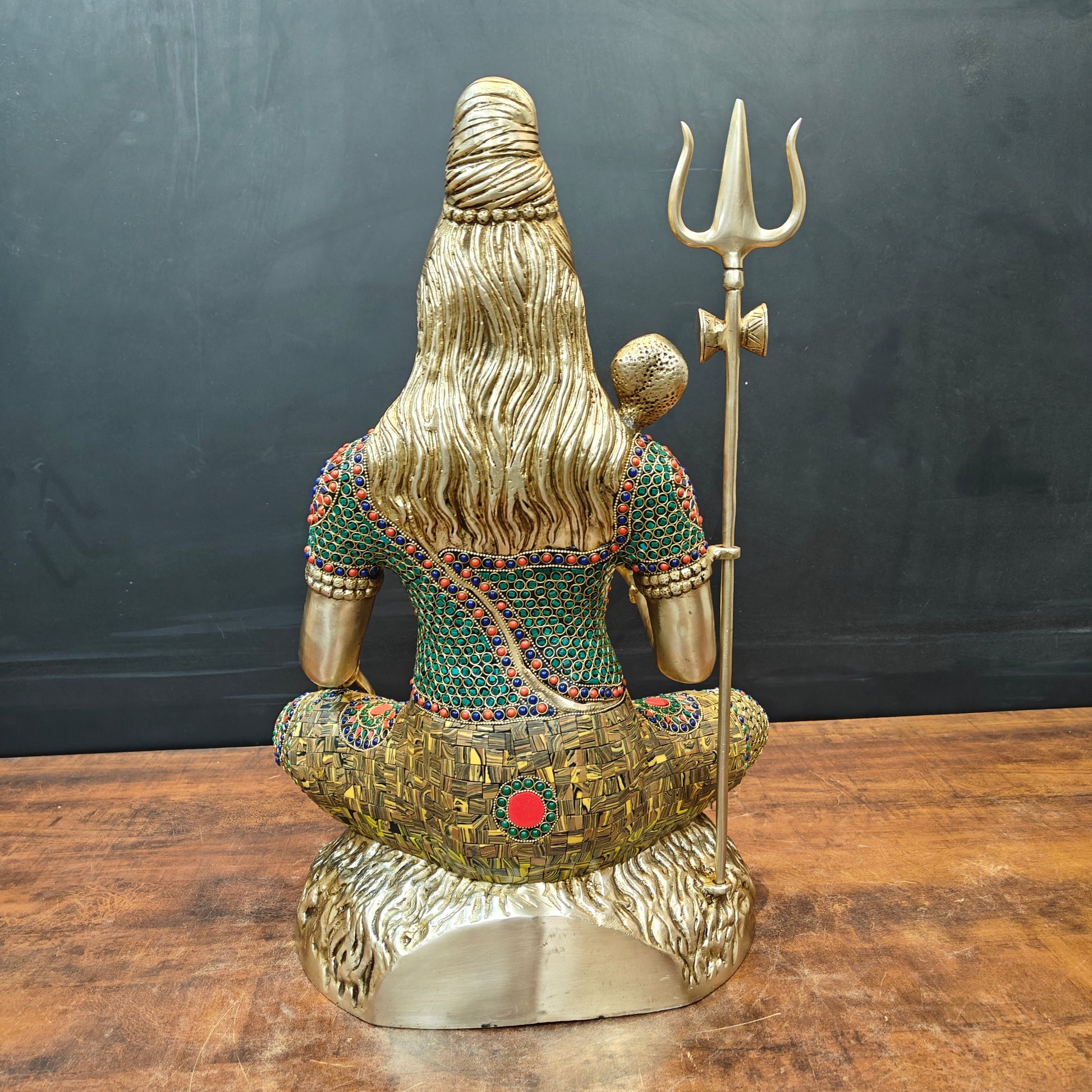 Brass Large Shankar Bhagwan Bhole Nath Idol Stone Work 2 Feet - Image 8