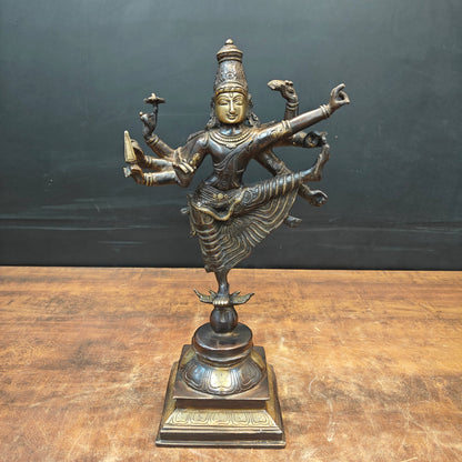 Artistic Brass Perumal Dancing Vishnu Avatar Vamana as Thirivikrama Antique Finish 16 inch by vendor-unknown - Hindu Gods (View 3)