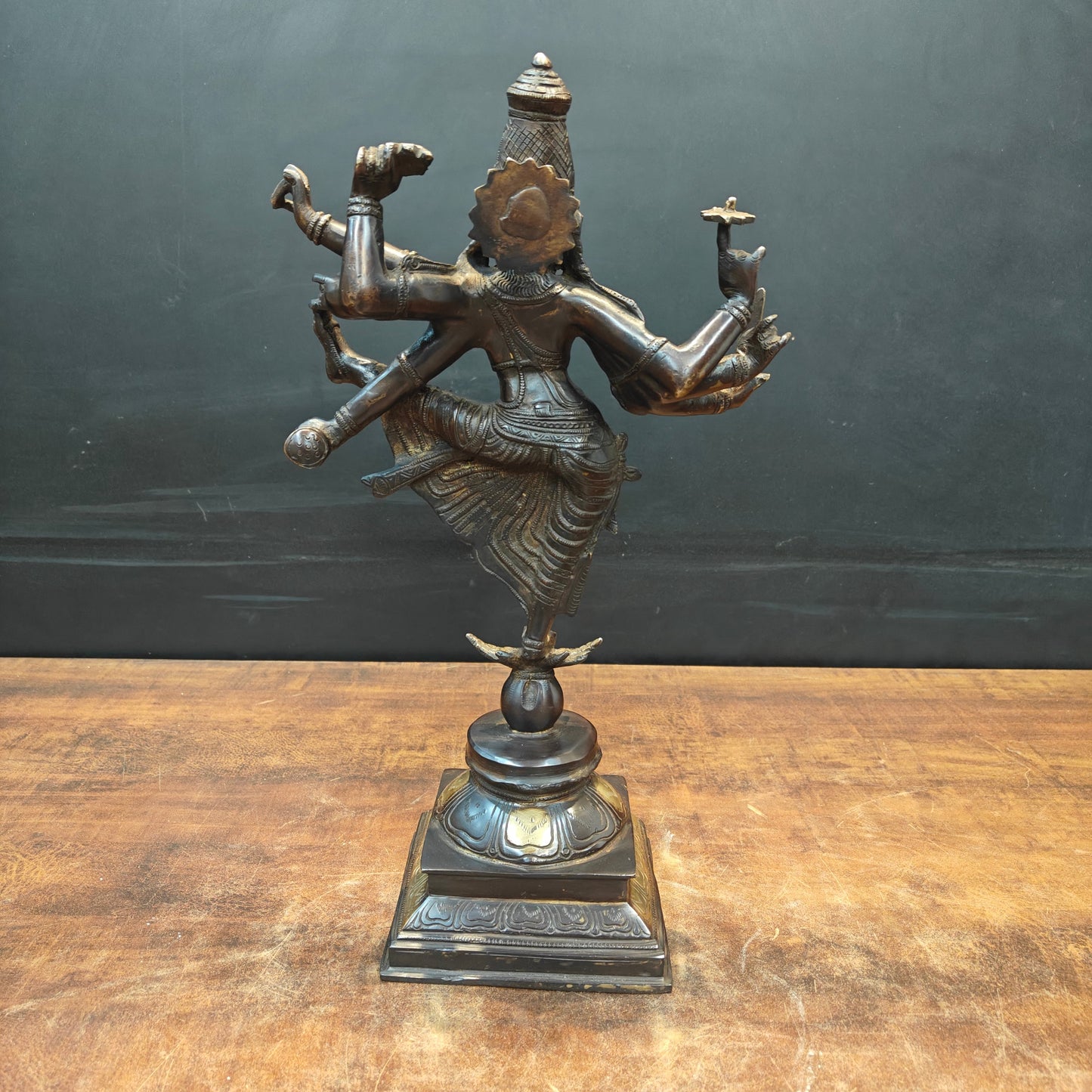 Artistic Brass Perumal Dancing Vishnu Avatar Vamana as Thirivikrama Antique Finish 16 inch