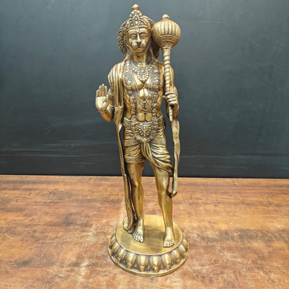 Brass Standing Hanuman Statue Blessing Mudra For Home Decor 2 Feet by vendor-unknown - Hindu Gods (View 3)