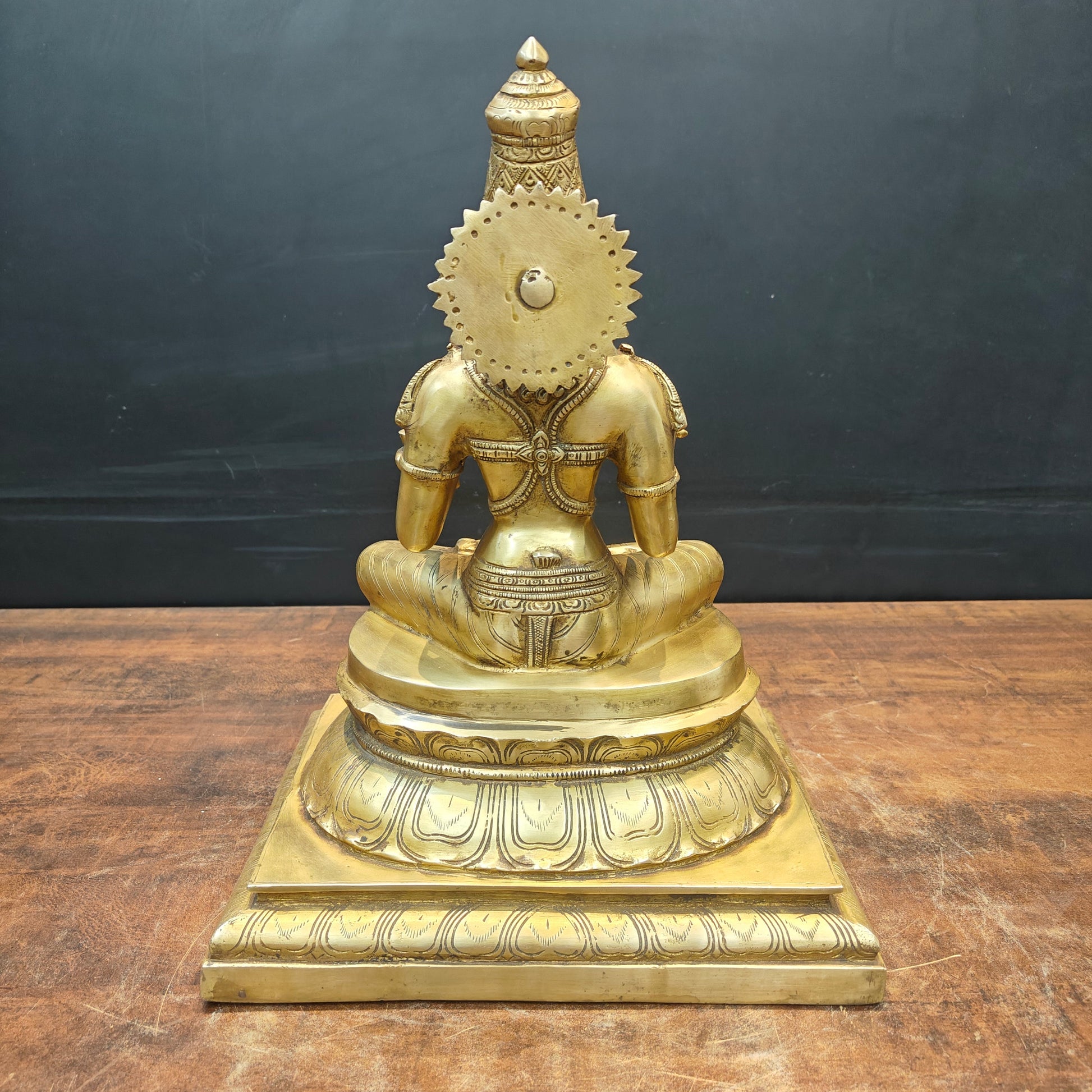 Brass Hindu Goddess Annapurna Maa Idol Seated on Pedestal 16 Inches - Image 7