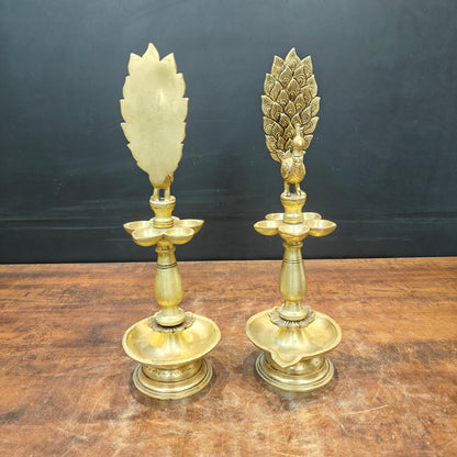 Brass Peacock Lamp Diya Pair Vilakku 17 Inches by vendor-unknown - Spiritual (View 6)