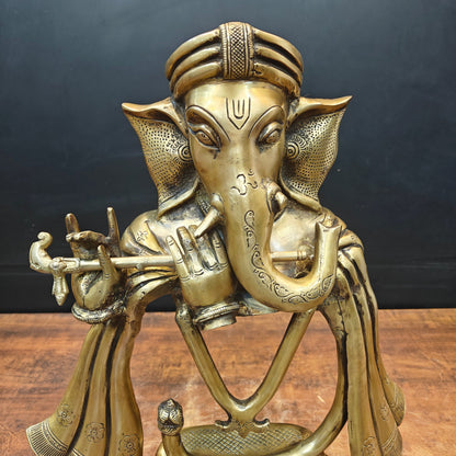 Brass Stylized Fluting Ganesha Statue For Home Decor 19 Inches by vendor-unknown - Hindu Gods (View 2)