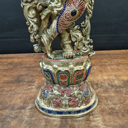 Brass Large Krishna Idol With Stone Work 30 Inches by vendor-unknown - Hindu Gods (View 6)