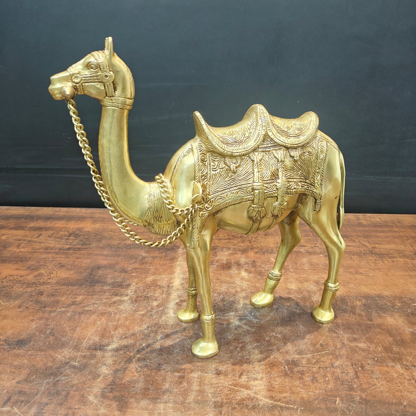 Brass Camel Sculpture Vastu Recommended Showpiece Home Decor 17 Inch