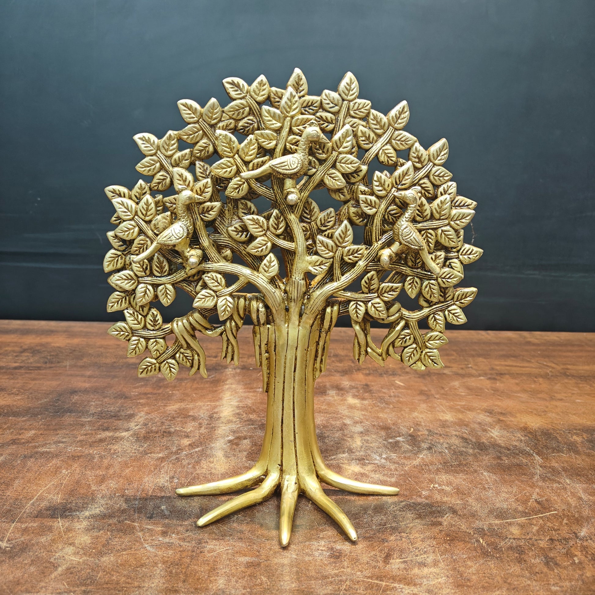 Brass Handcrafted Kalpavriksha Life Of Tree Decorative Showpiece 12 Inch - Image 3