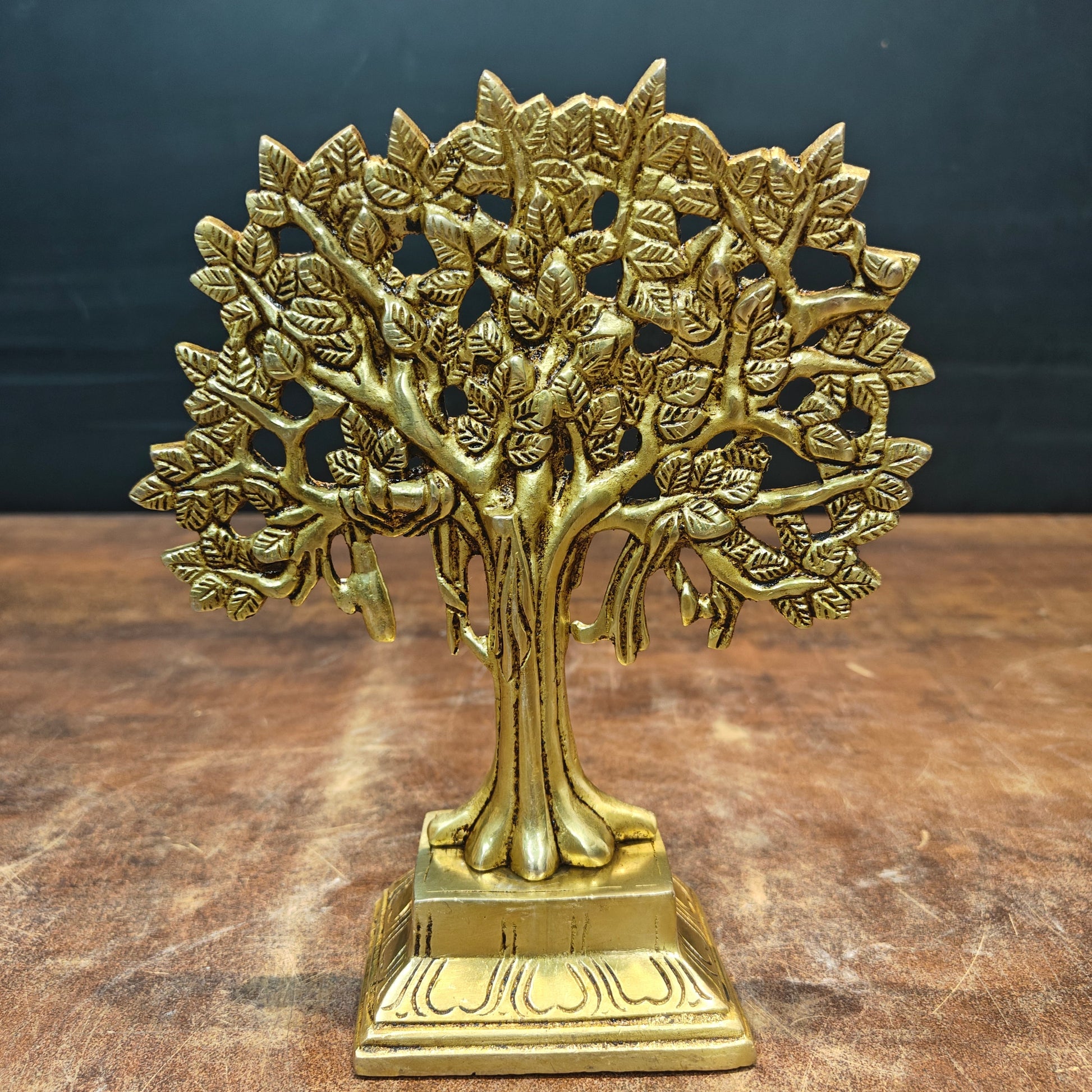 Brass Handcrafted Kalpavriksha Life Of Tree Decorative Showpiece 8 Inch - Image 2
