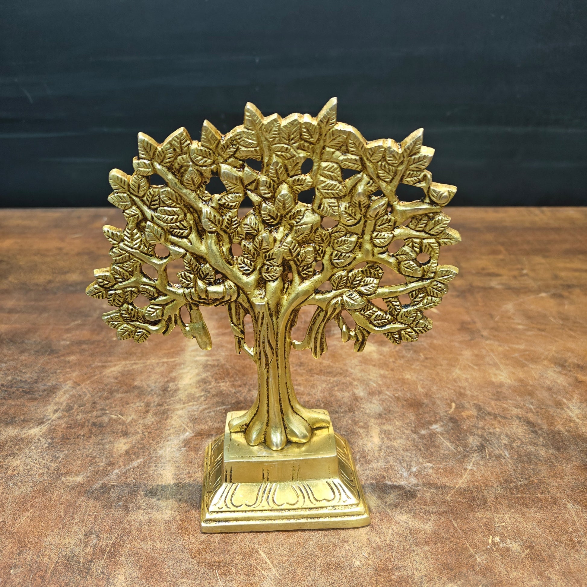 Brass Handcrafted Kalpavriksha Life Of Tree Decorative Showpiece 8 Inch - Image 3