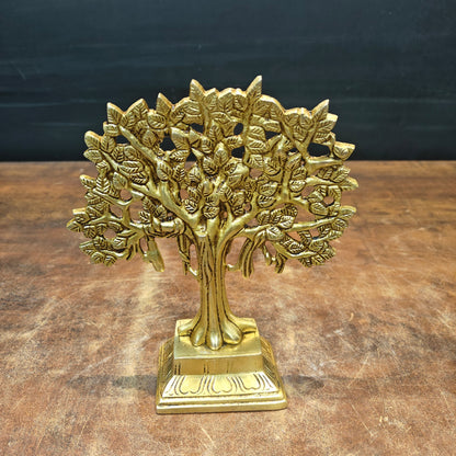 Brass Handcrafted Kalpavriksha Life Of Tree Decorative Showpiece 8 Inch by vendor-unknown - Decor (View 3)