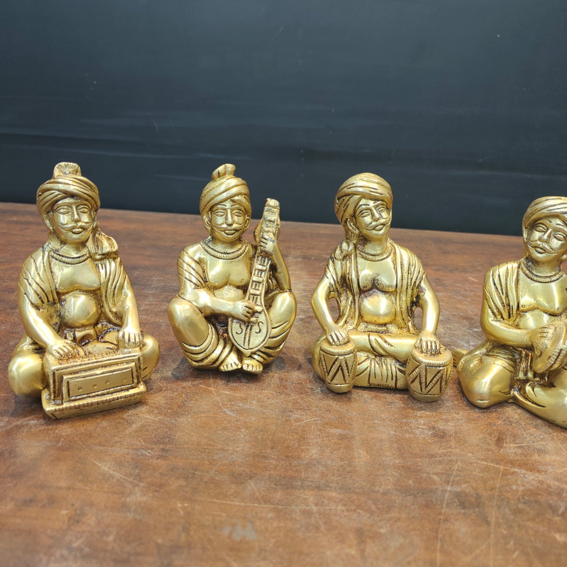 Brass Farmers Musicians Set of 5 Showpieces For Home Decor 5 Inches - Image 6