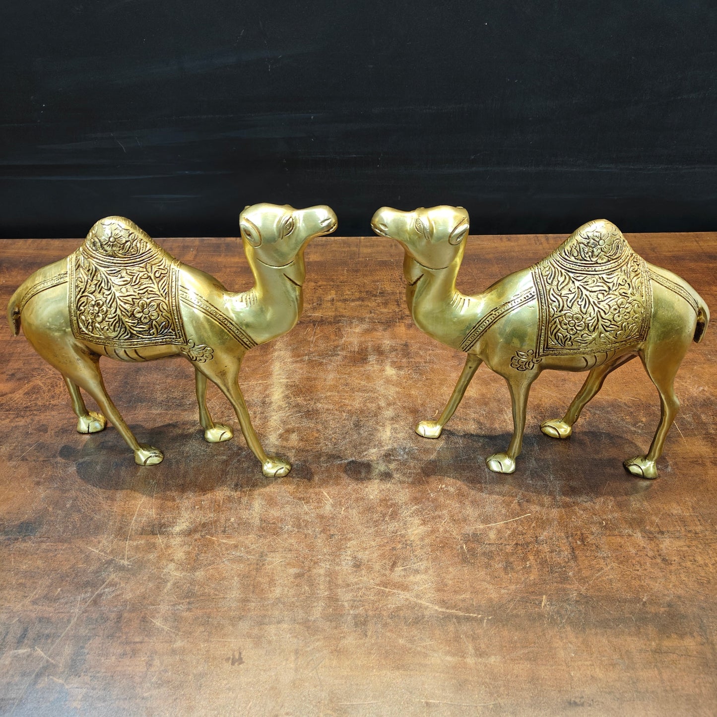 Brass Camel Pair Sculpture Vastu Recommended Showpiece 12 Inch