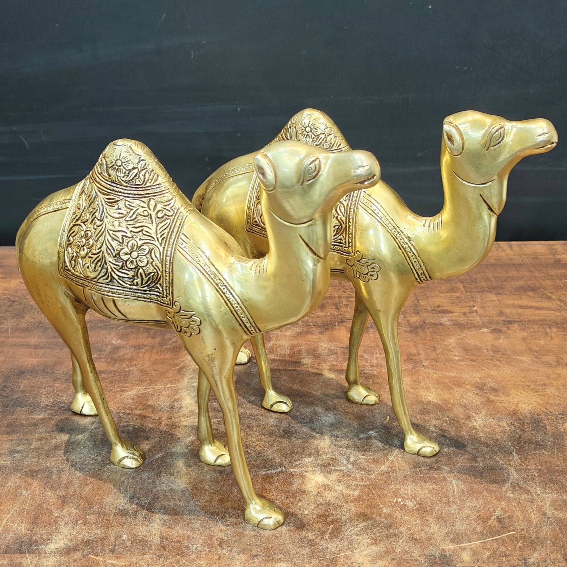 Brass Camel Pair Sculpture Vastu Recommended Showpiece 12 Inch - Image 2