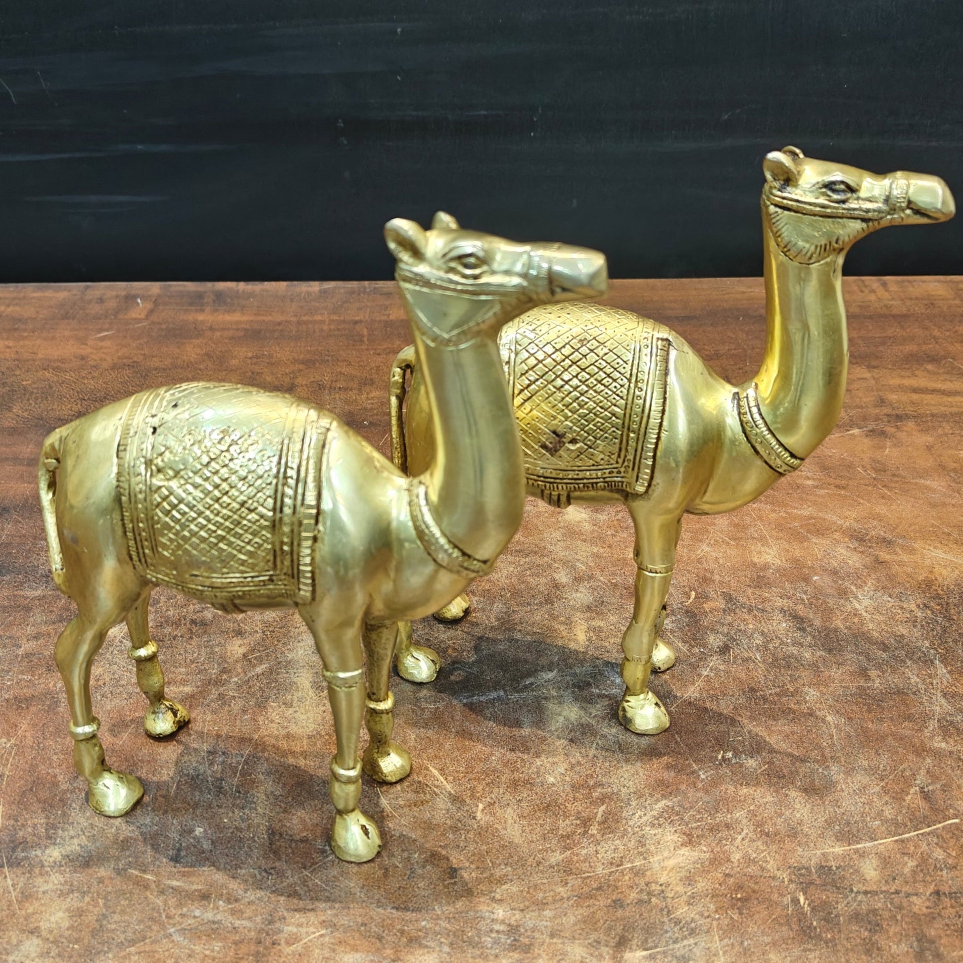 Brass Camel Pair Statue Vastu Recommended Showpiece 9 Inch - Image 2