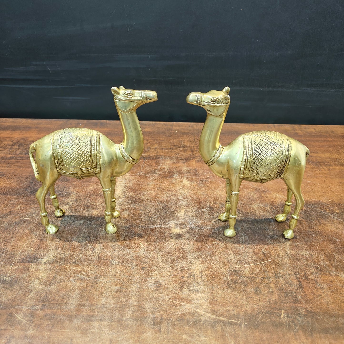 Brass Camel Pair Statue Vastu Recommended Showpiece 9 Inch