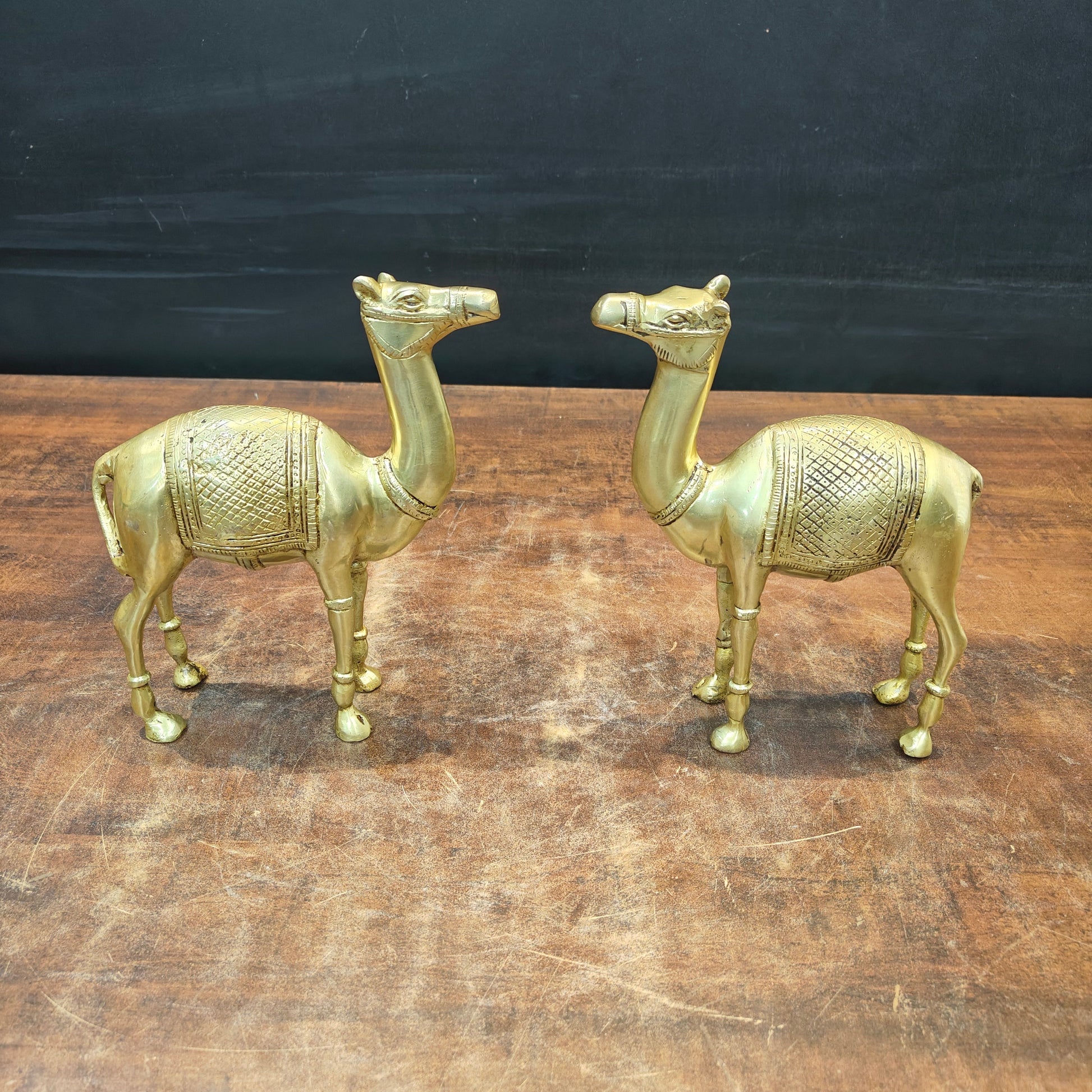 Brass Camel Pair Statue Vastu Recommended Showpiece 9 Inch - Image 4