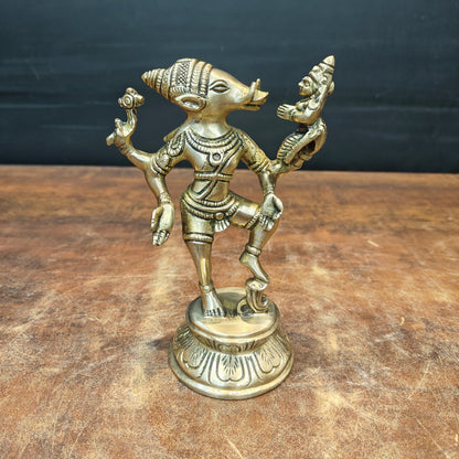 Brass Varaha Lakshmi Statue 7 Inch by vendor-unknown - Hindu Gods (View 3)