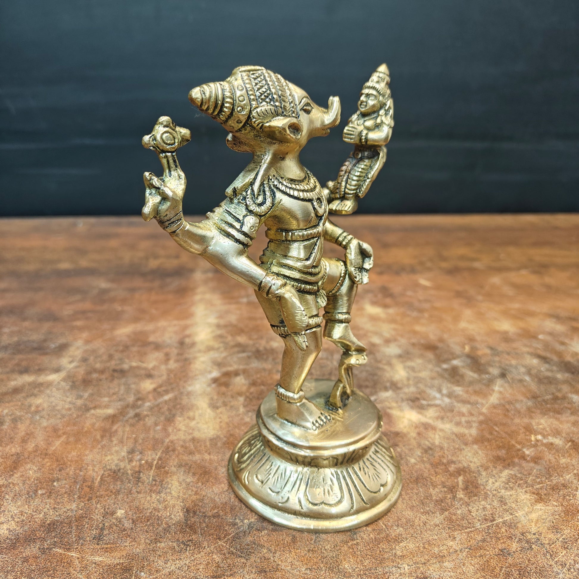 Brass Varaha Lakshmi Statue 7 Inch - Image 4